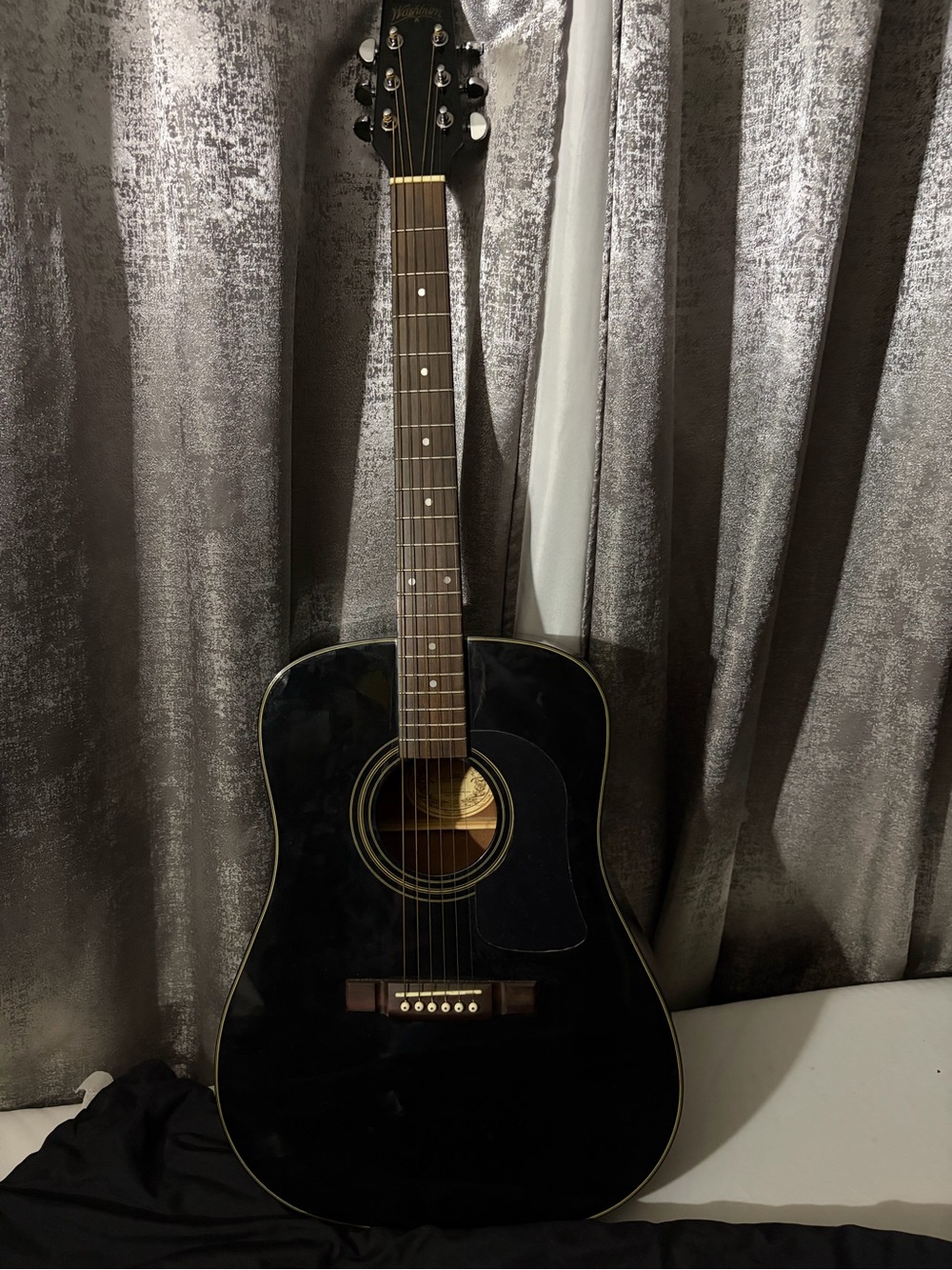 Black Acoustic Dreadnought Guitar - Classic Home Art Accent